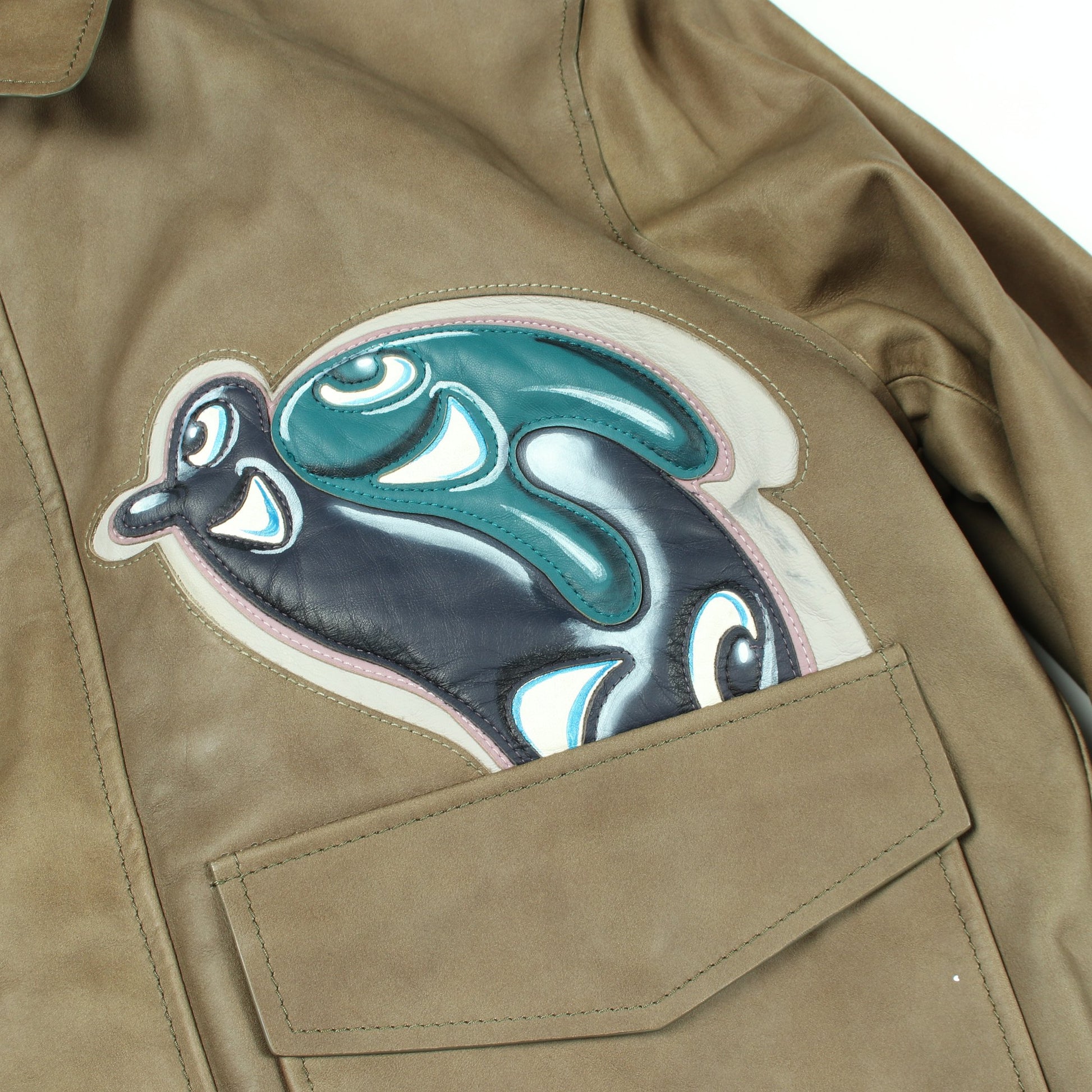 DIOR × KENNY SCHARF ブルゾン ジャケット レザー カーキグリーン ディオール アウター DIOR