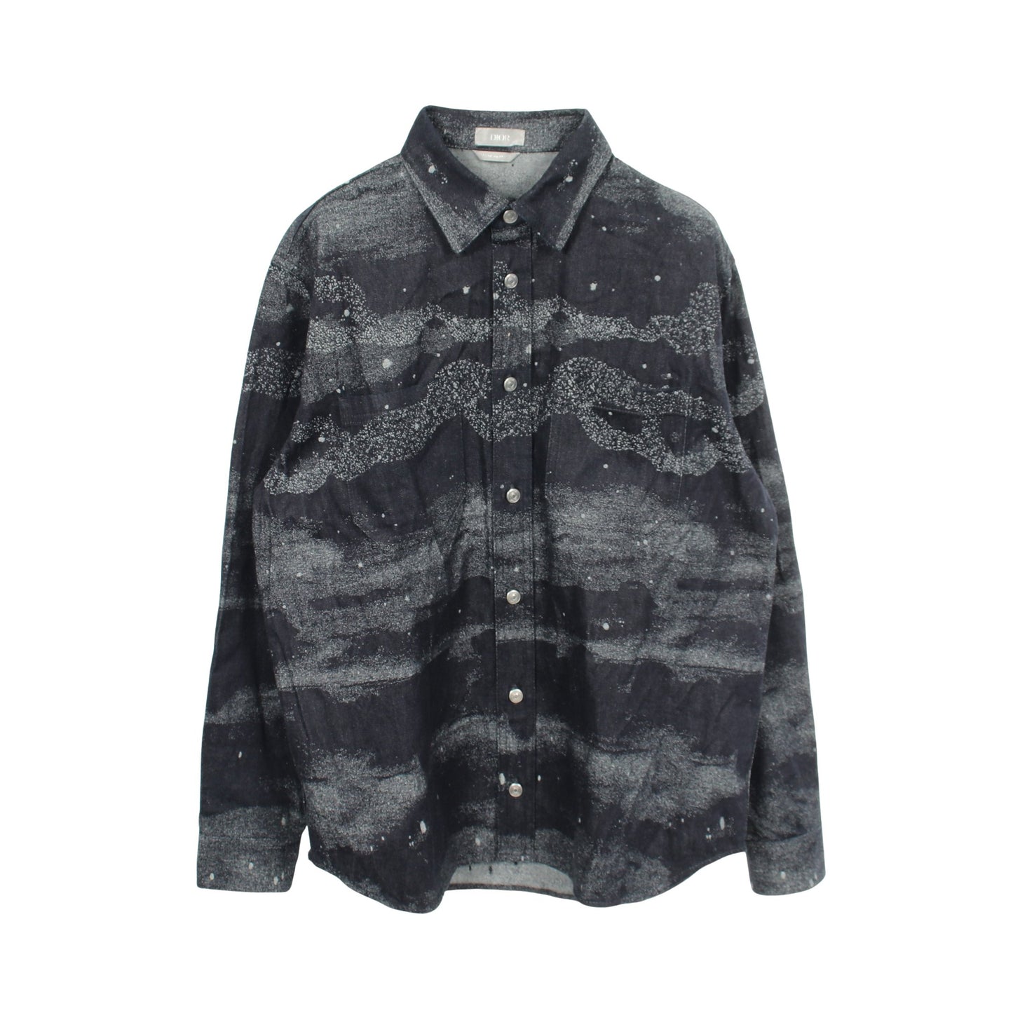 Dior HOMME × Peter Doig デニムシャツ コットン ネイビー ライトグレー ディオール トップス DIOR