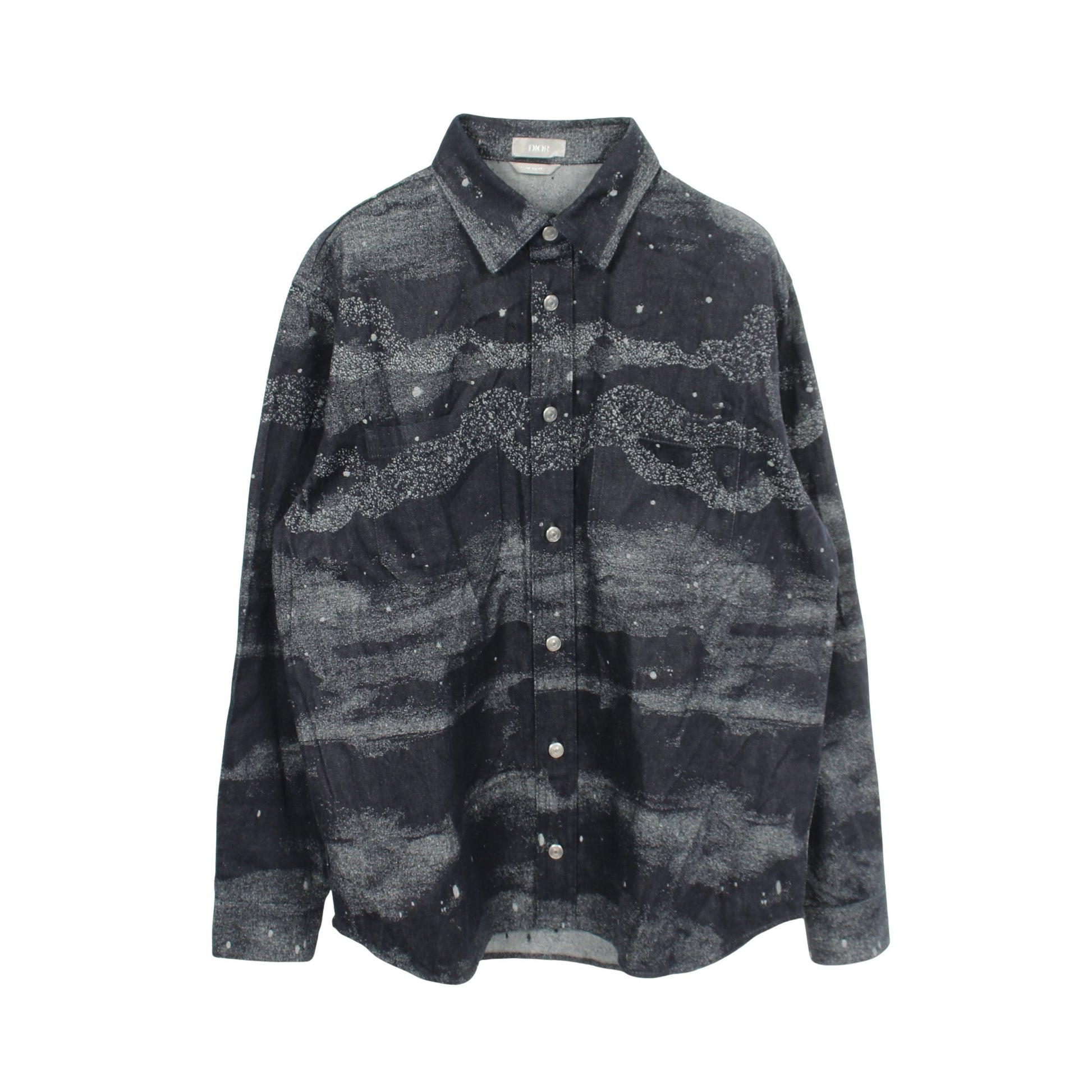 Dior HOMME × Peter Doig デニムシャツ コットン ネイビー ライトグレー ディオール トップス DIOR