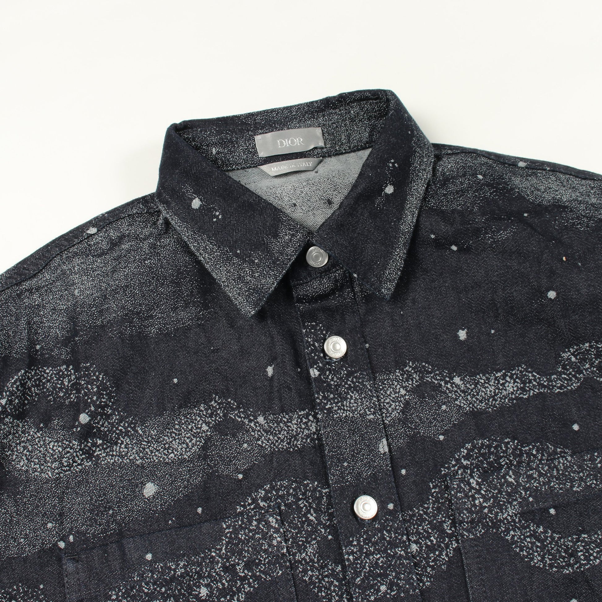 Dior HOMME × Peter Doig デニムシャツ コットン ネイビー ライトグレー ディオール トップス DIOR