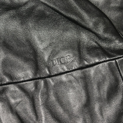 ジップアップ ジャケット ラムレザー ナイロン コットン ブラック フード付き 中綿 リバーシブル ディオール アウター DIOR