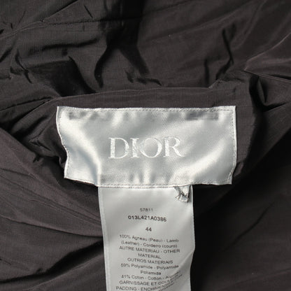 ジップアップ ジャケット ラムレザー ナイロン コットン ブラック フード付き 中綿 リバーシブル ディオール アウター DIOR