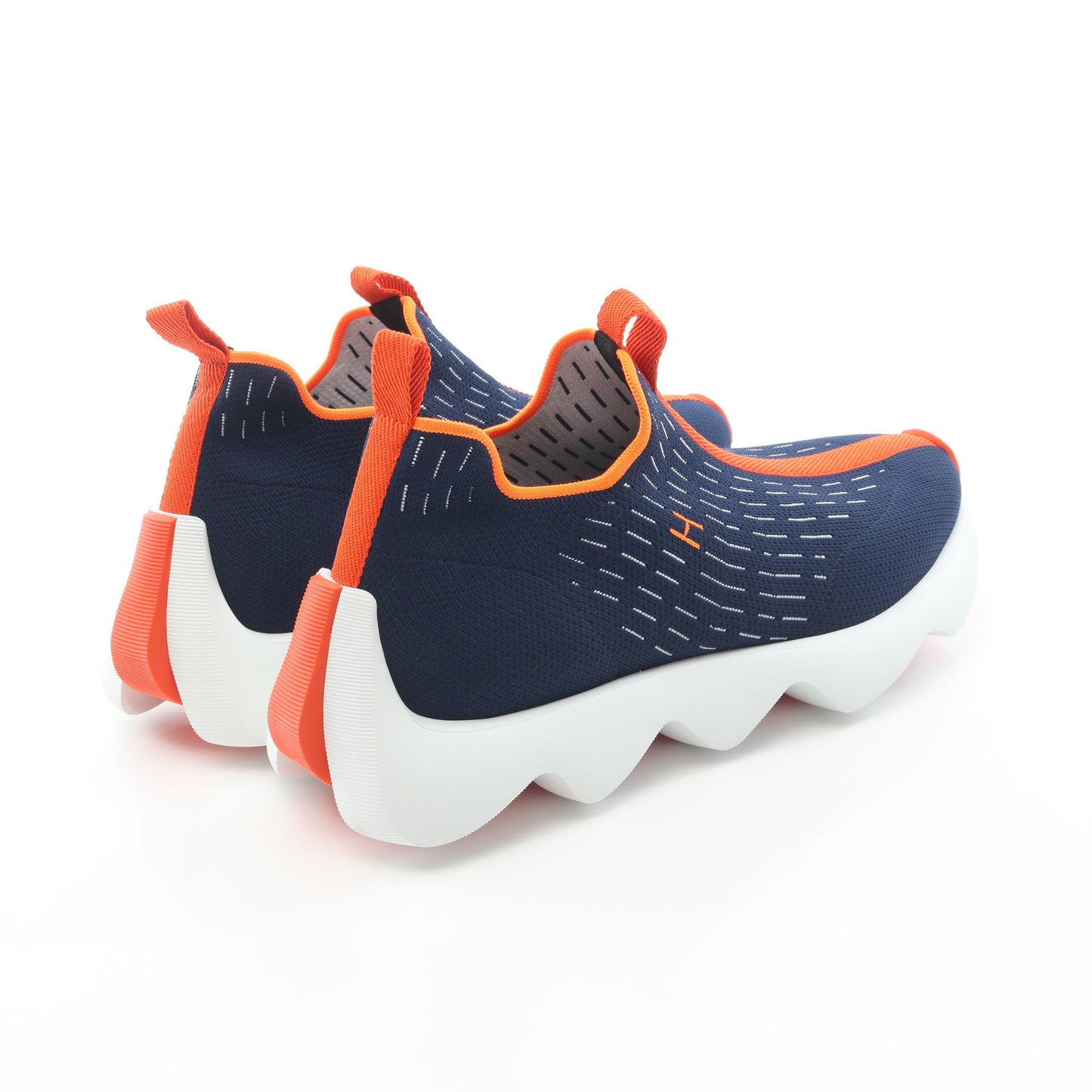 ECLAIR エクレール スリッポン スニーカー ニットファブリック ネイビー オレンジ エルメス シューズ HERMES