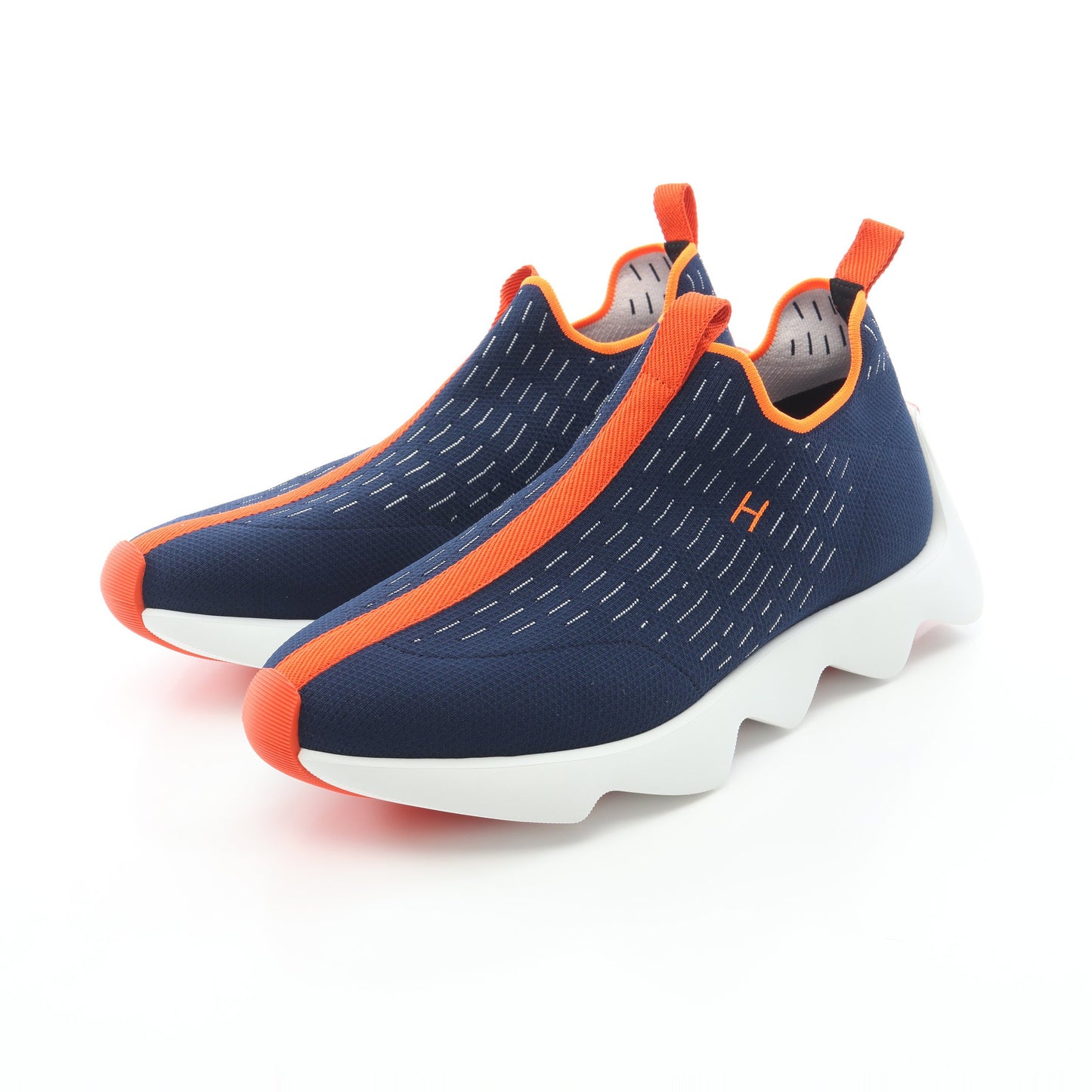 ECLAIR エクレール スリッポン スニーカー ニットファブリック ネイビー オレンジ エルメス シューズ HERMES