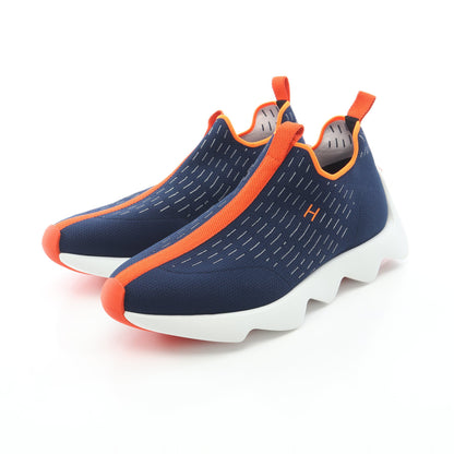 ECLAIR エクレール スリッポン スニーカー ニットファブリック ネイビー オレンジ エルメス シューズ HERMES