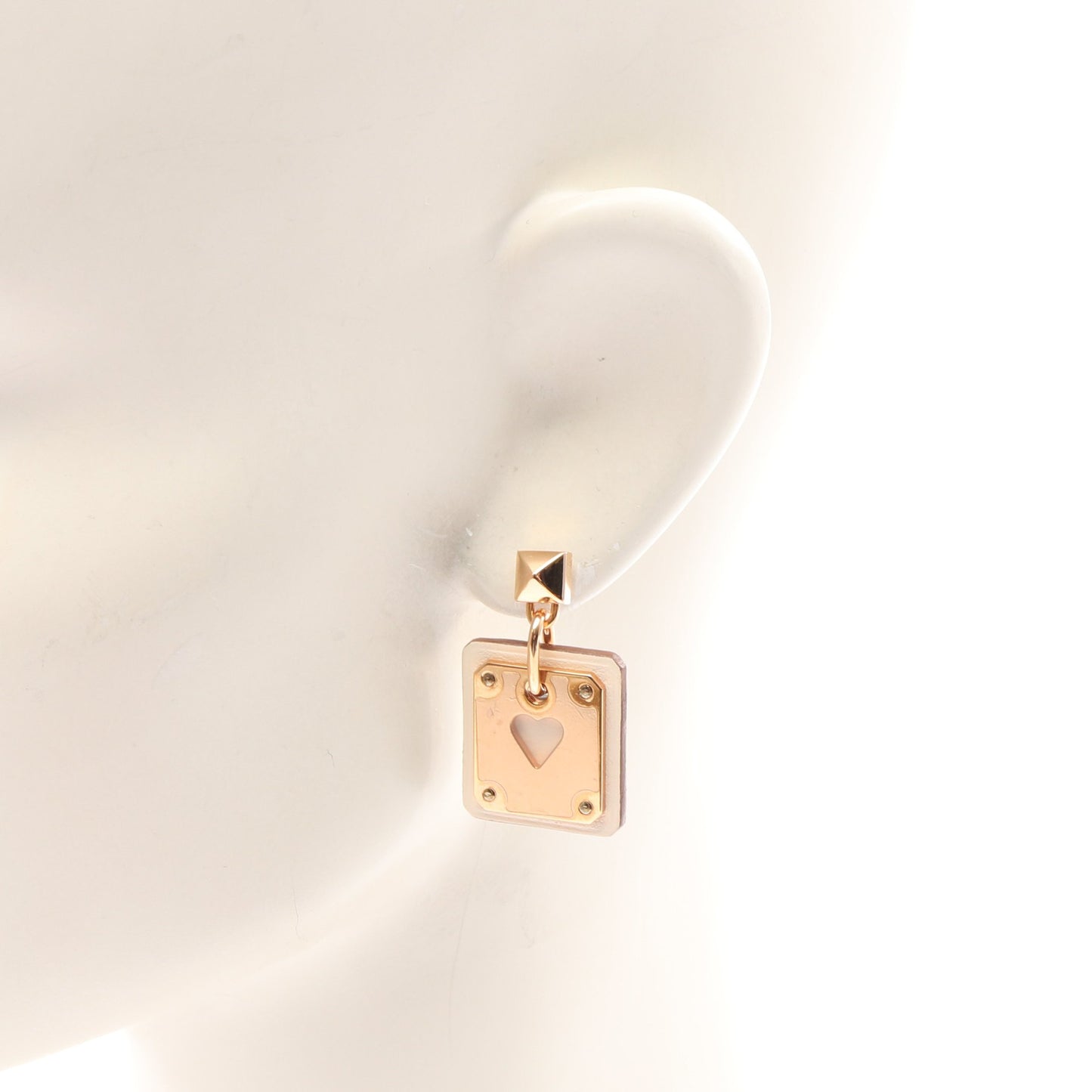 アスドゥクール ピアス GP レザー ピンクゴールド オフホワイト エルメス アクセサリー HERMES