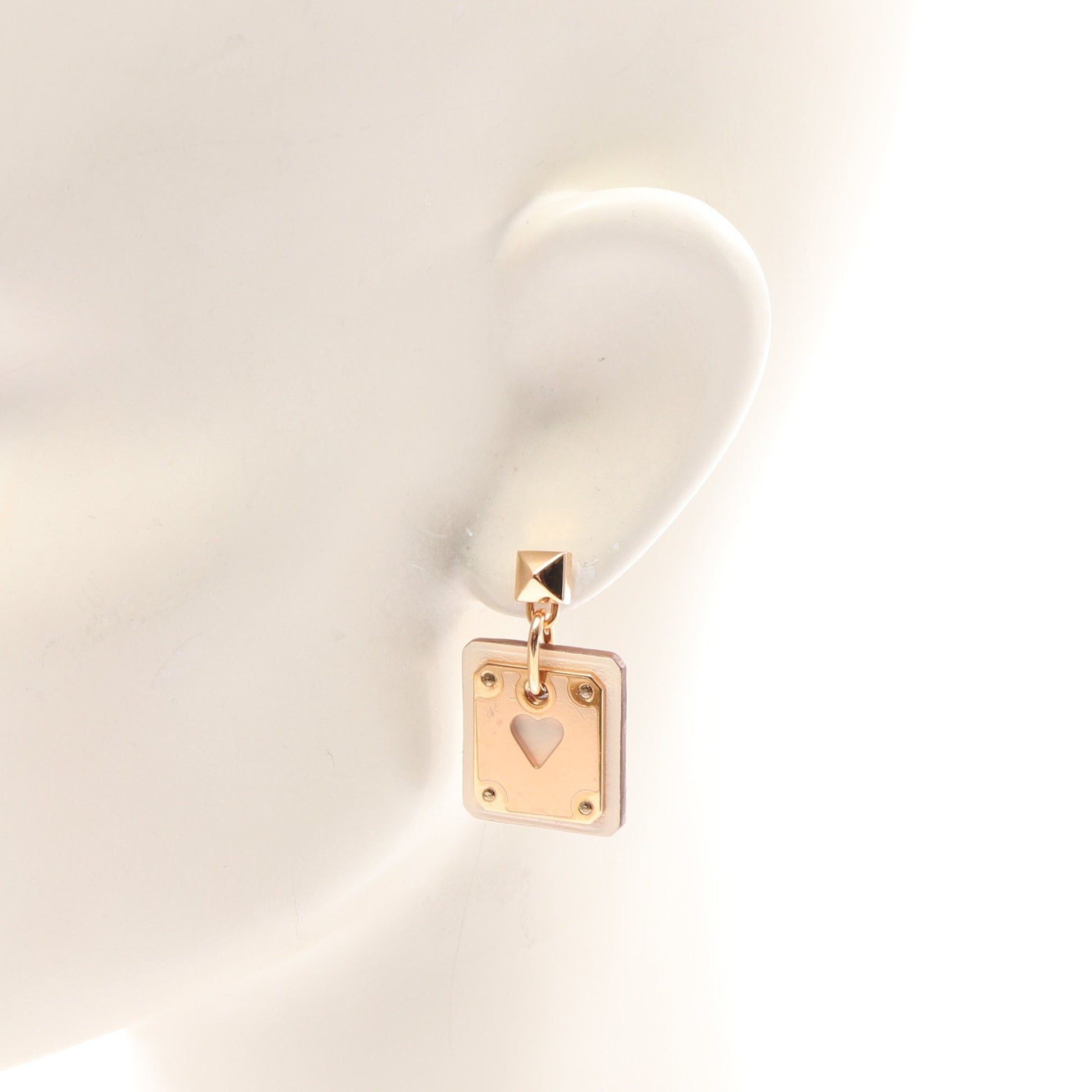 アスドゥクール ピアス GP レザー ピンクゴールド オフホワイト エルメス アクセサリー HERMES