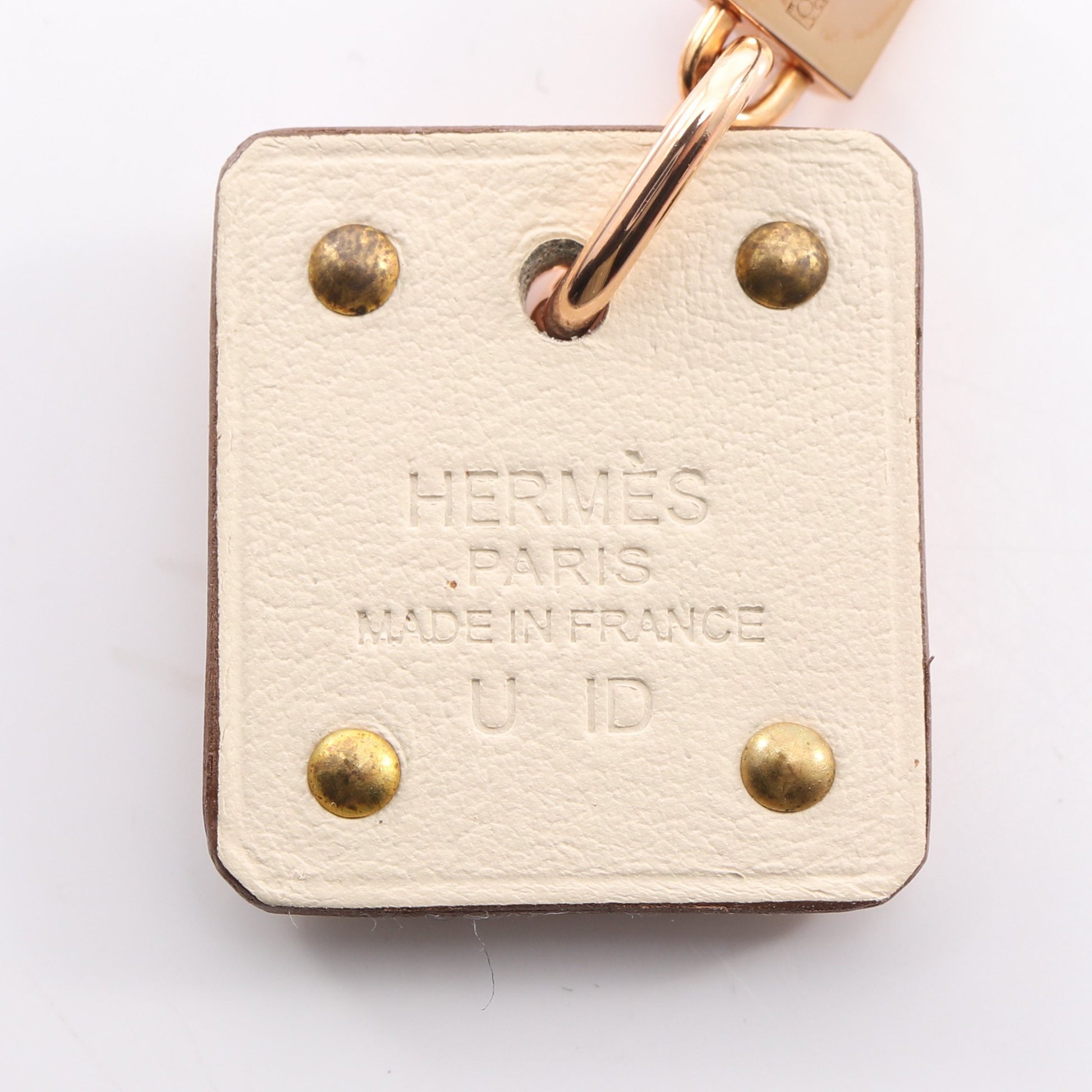 アスドゥクール ピアス GP レザー ピンクゴールド オフホワイト エルメス アクセサリー HERMES