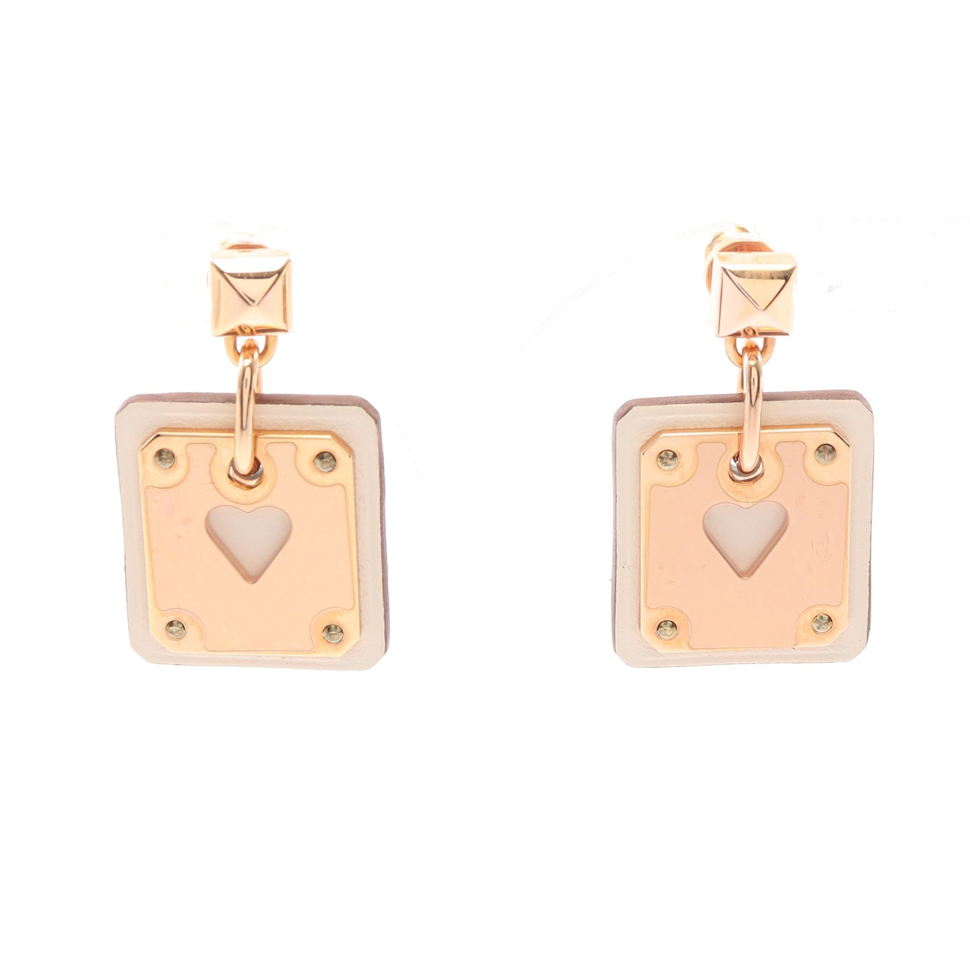 アスドゥクール ピアス GP レザー ピンクゴールド オフホワイト エルメス アクセサリー HERMES