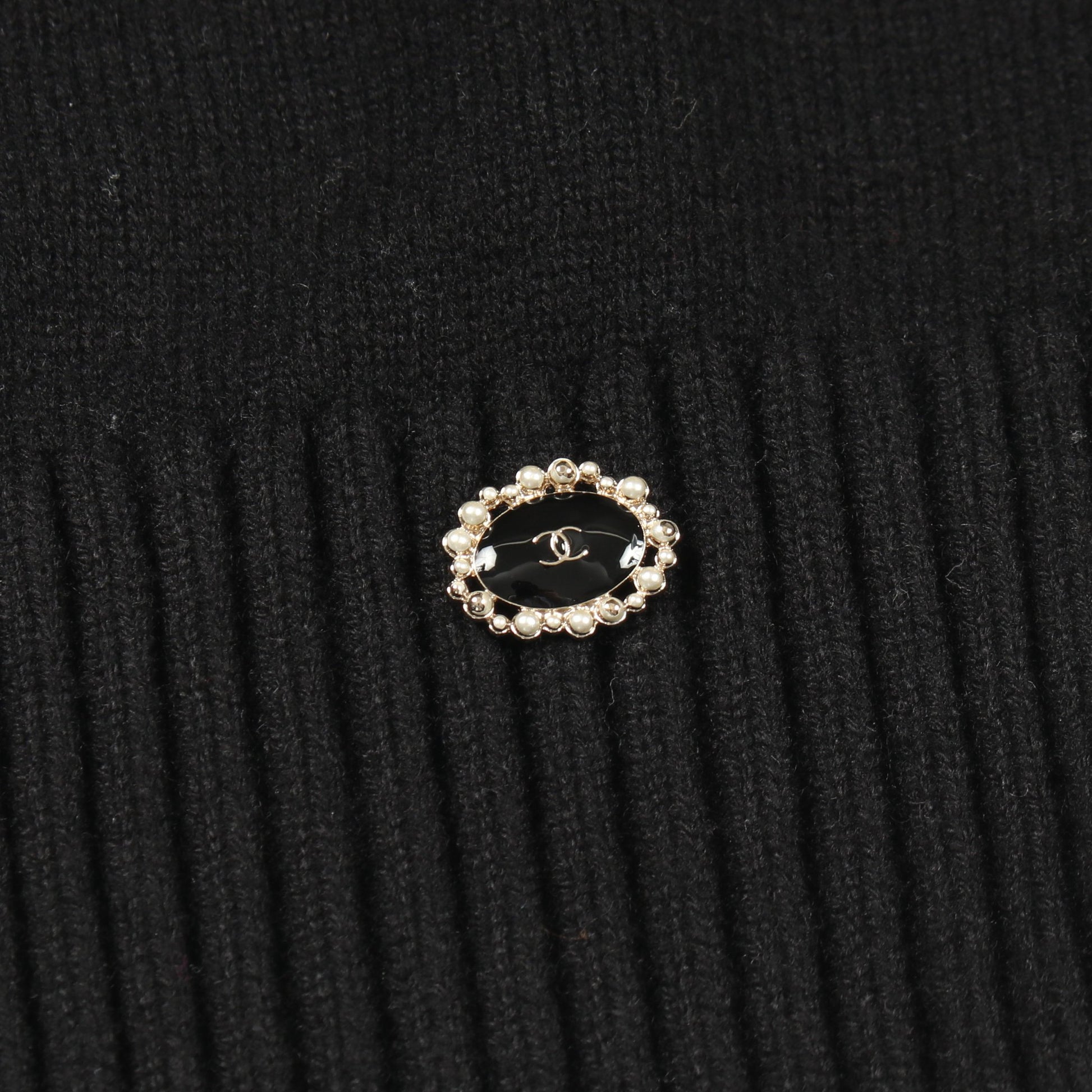 ココマーク フラワー ニット パフスリーブ カシミヤ シルク ブラック ホワイト シャネル トップス CHANEL