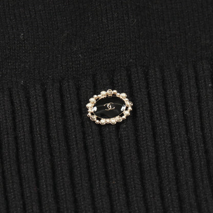 ココマーク フラワー ニット パフスリーブ カシミヤ シルク ブラック ホワイト シャネル トップス CHANEL