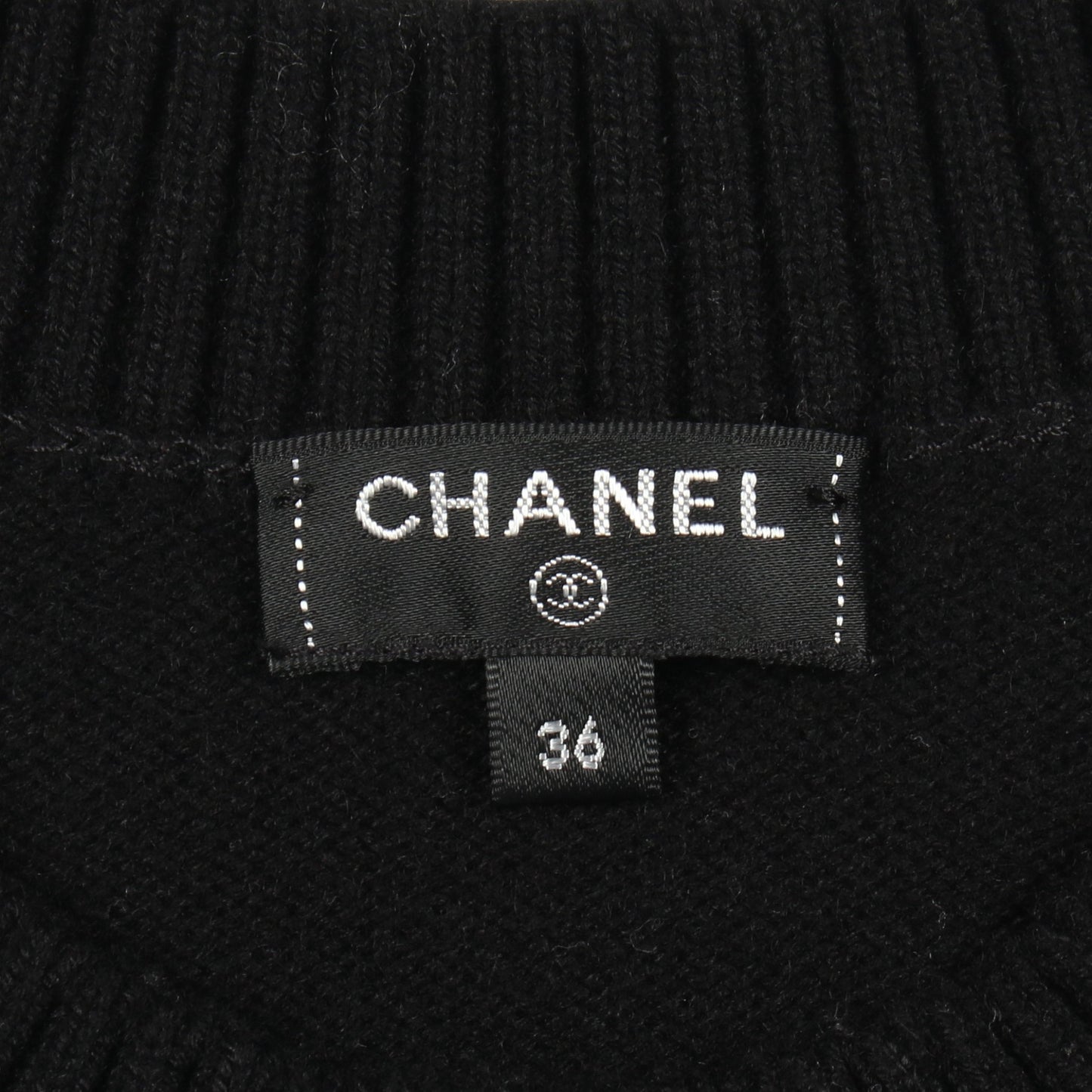 ココマーク フラワー ニット パフスリーブ カシミヤ シルク ブラック ホワイト シャネル トップス CHANEL