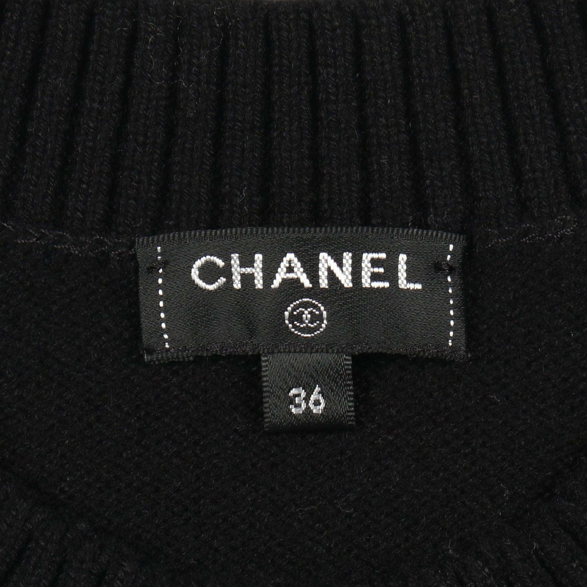 ココマーク フラワー ニット パフスリーブ カシミヤ シルク ブラック ホワイト シャネル トップス CHANEL