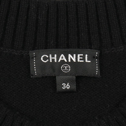 ココマーク フラワー ニット パフスリーブ カシミヤ シルク ブラック ホワイト シャネル トップス CHANEL