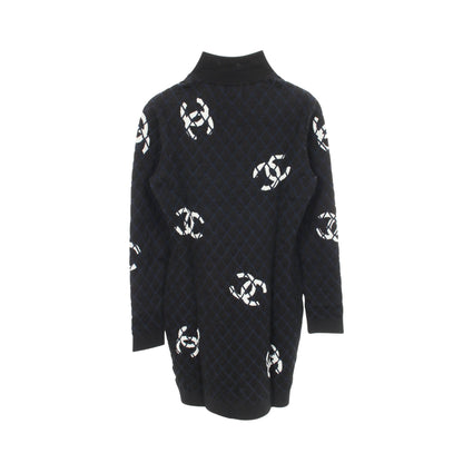 ココマーク ニットワンピース カシミヤ ウール ブラック ネイビー ジップアップ シャネル ワンピース CHANEL