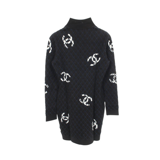 ココマーク ニットワンピース カシミヤ ウール ブラック ネイビー ジップアップ シャネル ワンピース CHANEL