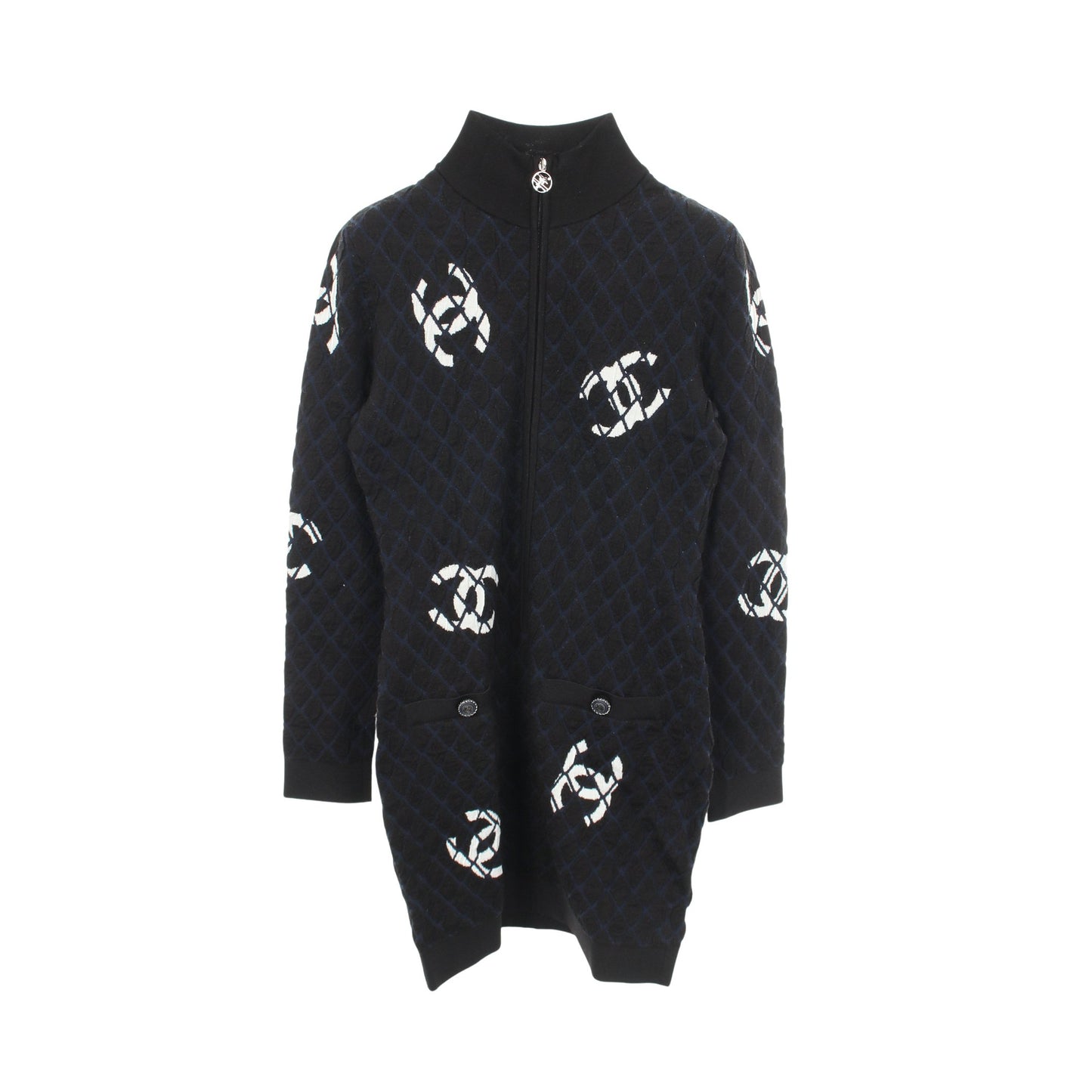 ココマーク ニットワンピース カシミヤ ウール ブラック ネイビー ジップアップ シャネル ワンピース CHANEL