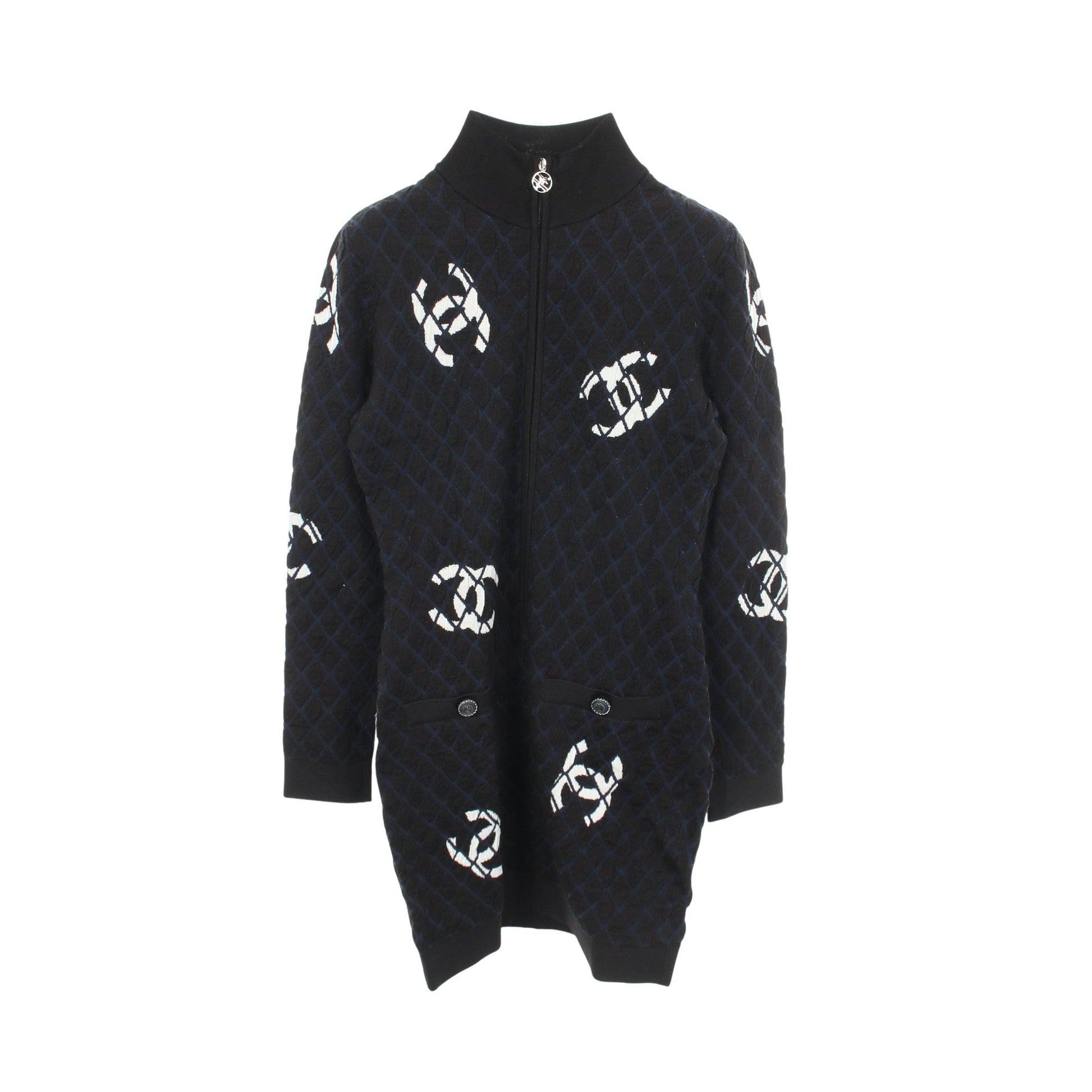 ココマーク ニットワンピース カシミヤ ウール ブラック ネイビー ジップアップ シャネル ワンピース CHANEL