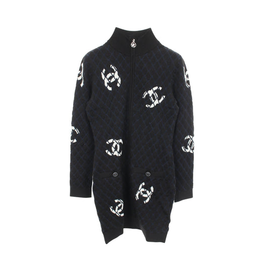 ココマーク ニットワンピース カシミヤ ウール ブラック ネイビー ジップアップ シャネル ワンピース CHANEL