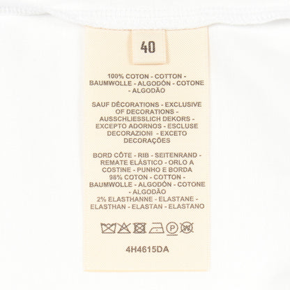 モザイク刺繍パッチポケット 半袖Tシャツ コットン ホワイト エルメス トップス HERMES
