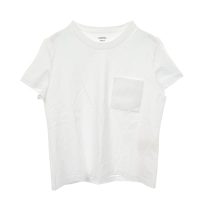 モザイク刺繍パッチポケット 半袖Tシャツ コットン ホワイト エルメス トップス HERMES