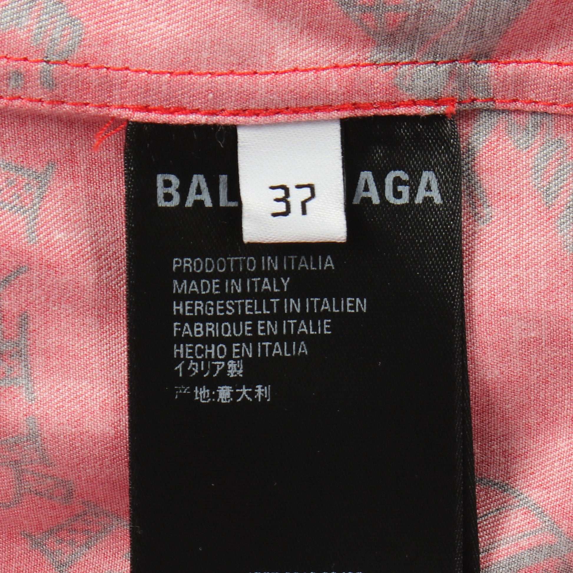 ツーリストプリント シャツ 半袖 総柄 コットン レッド ブラック バレンシアガ トップス BALENCIAGA
