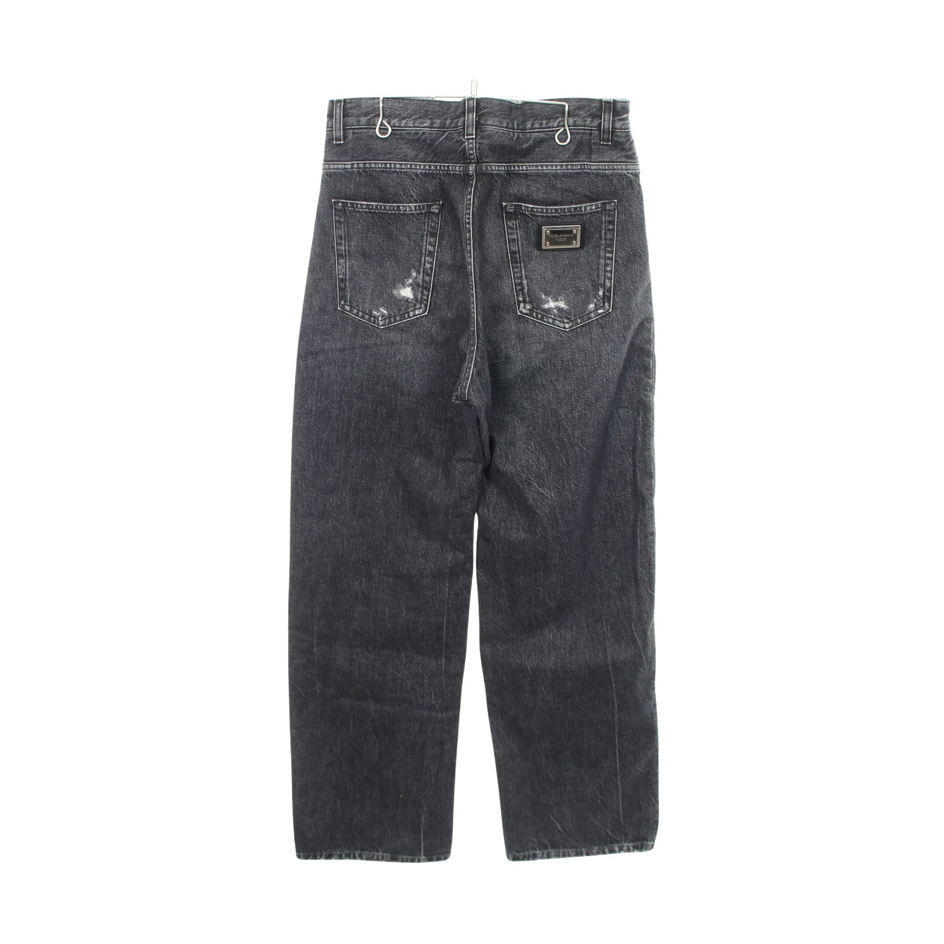 デニムパンツ コットン ダークグレー ダメージ加工 ドルチェアンドガッバーナ ボトムス DOLCE&GABBANA