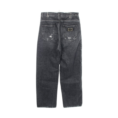 デニムパンツ コットン ダークグレー ダメージ加工 ドルチェアンドガッバーナ ボトムス DOLCE&GABBANA