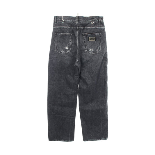 デニムパンツ コットン ダークグレー ダメージ加工 ドルチェアンドガッバーナ ボトムス DOLCE&GABBANA