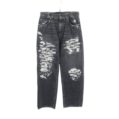 デニムパンツ コットン ダークグレー ダメージ加工 ドルチェアンドガッバーナ ボトムス DOLCE&GABBANA