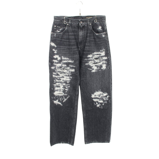 デニムパンツ コットン ダークグレー ダメージ加工 ドルチェアンドガッバーナ ボトムス DOLCE&GABBANA
