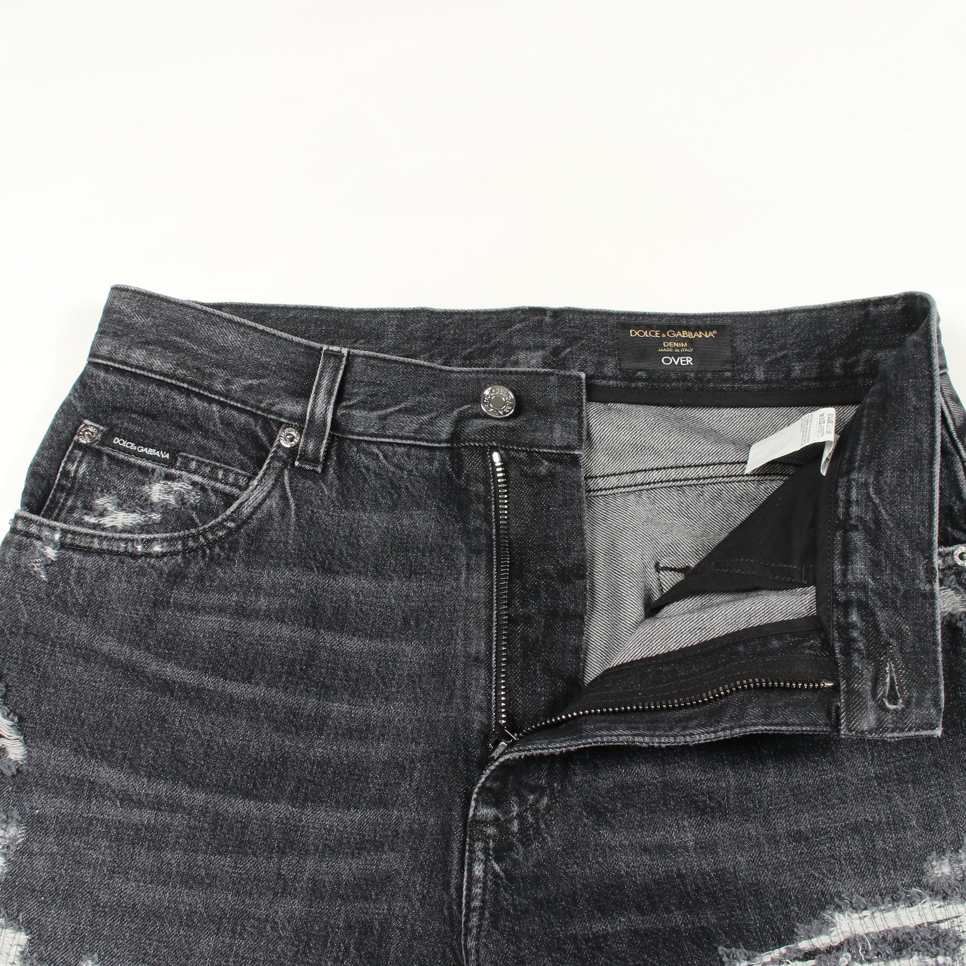 デニムパンツ コットン ダークグレー ダメージ加工 ドルチェアンドガッバーナ ボトムス DOLCE&GABBANA