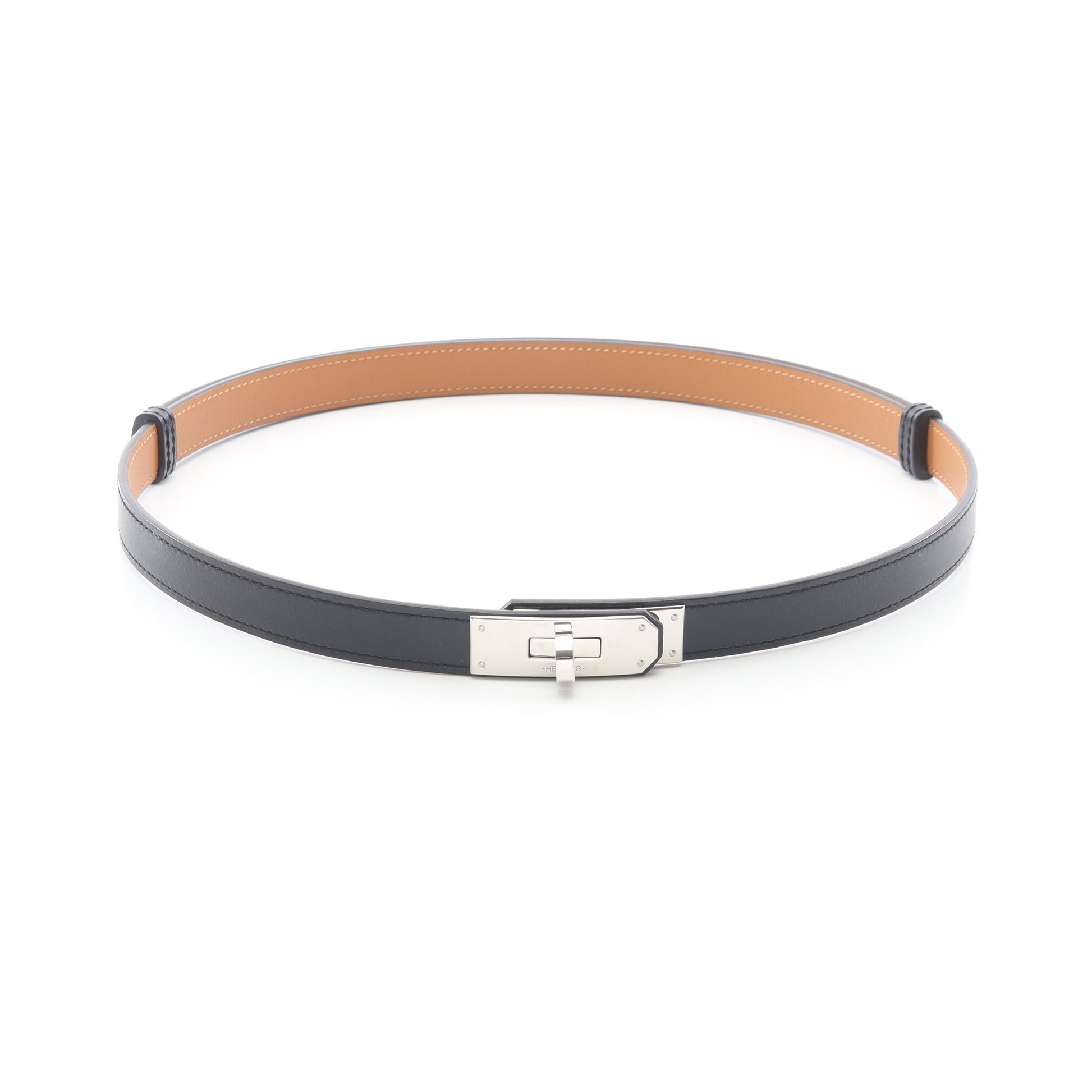 ケリー ベルト ボックスカーフ ブラック シルバー金具 B刻印 エルメス 財布・小物 HERMES
