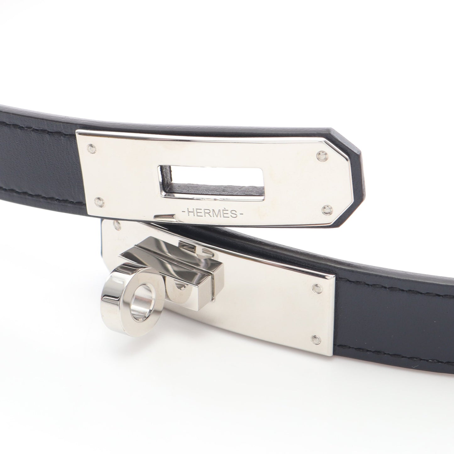 ケリー ベルト ボックスカーフ ブラック シルバー金具 B刻印 エルメス 財布・小物 HERMES