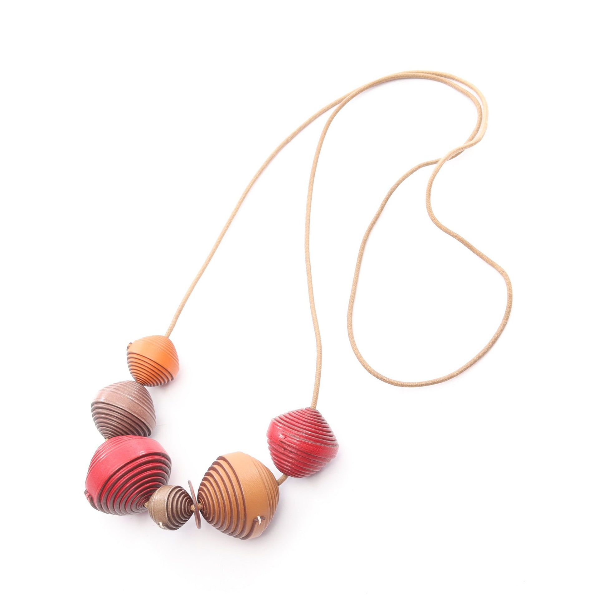 ホホバ ネックレス レザー ベージュ レッド ブラウン エルメス アクセサリー HERMES