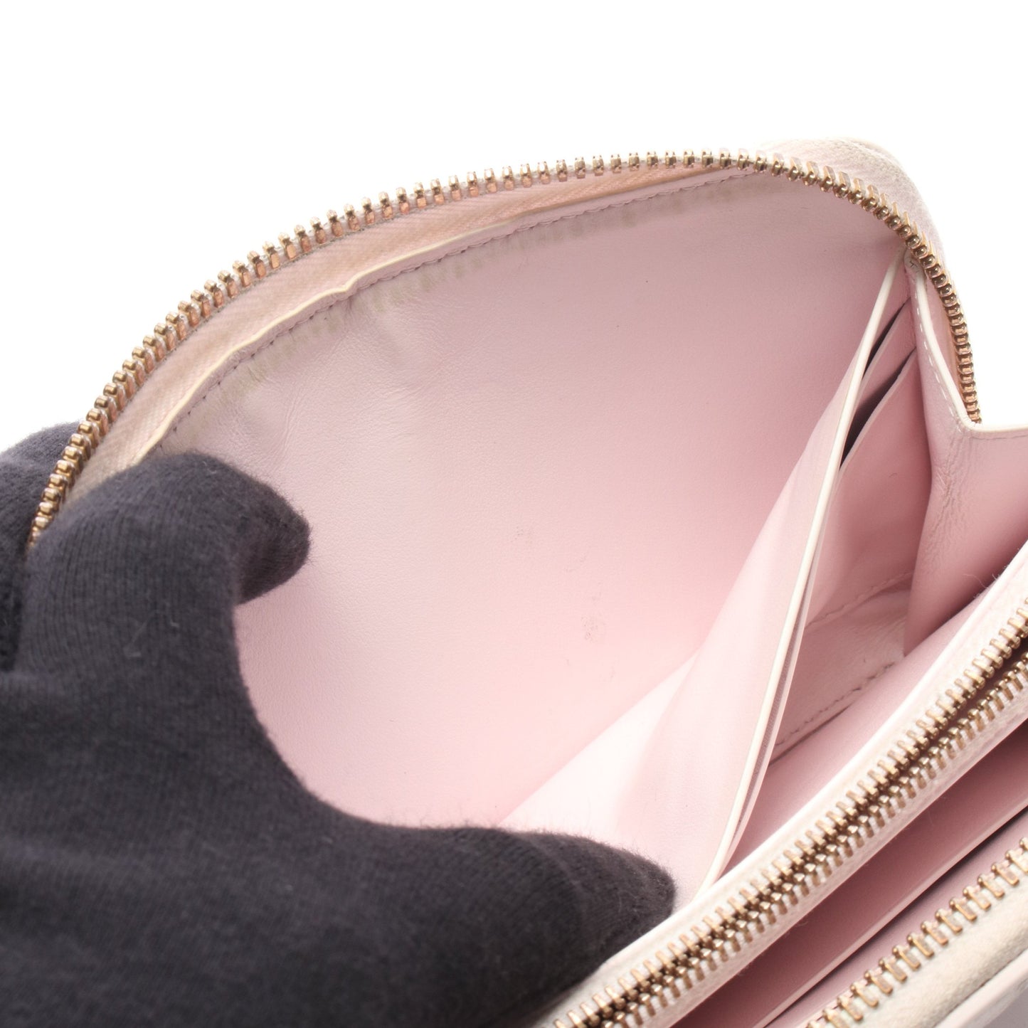 イントレチャート ラウンドファスナー長財布 レザー ライトピンク ボッテガヴェネタ 財布・小物 BOTTEGA VENETA