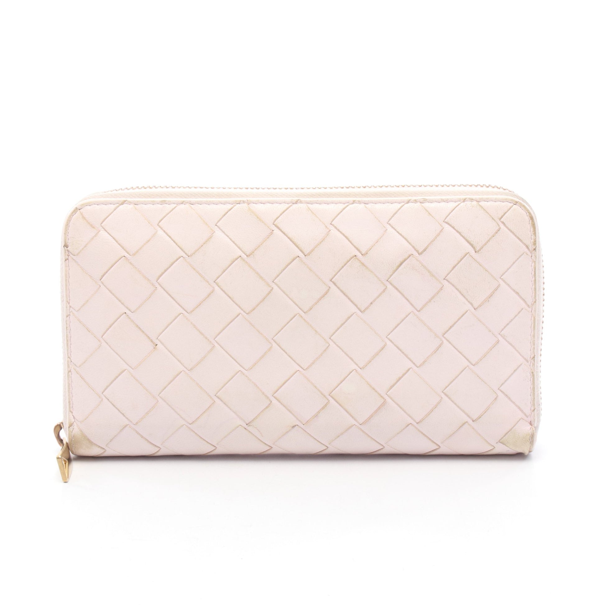 イントレチャート ラウンドファスナー長財布 レザー ライトピンク ボッテガヴェネタ 財布・小物 BOTTEGA VENETA