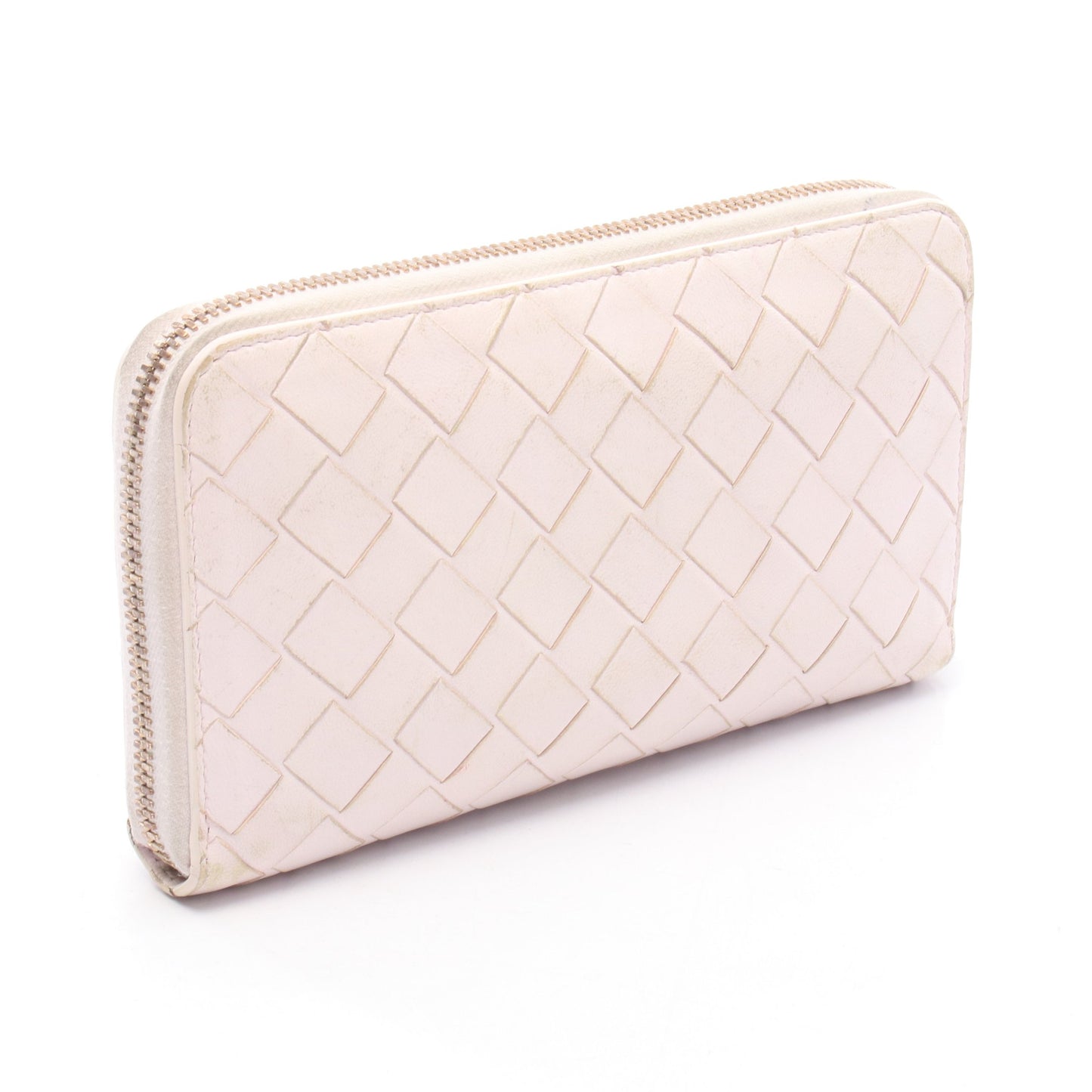イントレチャート ラウンドファスナー長財布 レザー ライトピンク ボッテガヴェネタ 財布・小物 BOTTEGA VENETA
