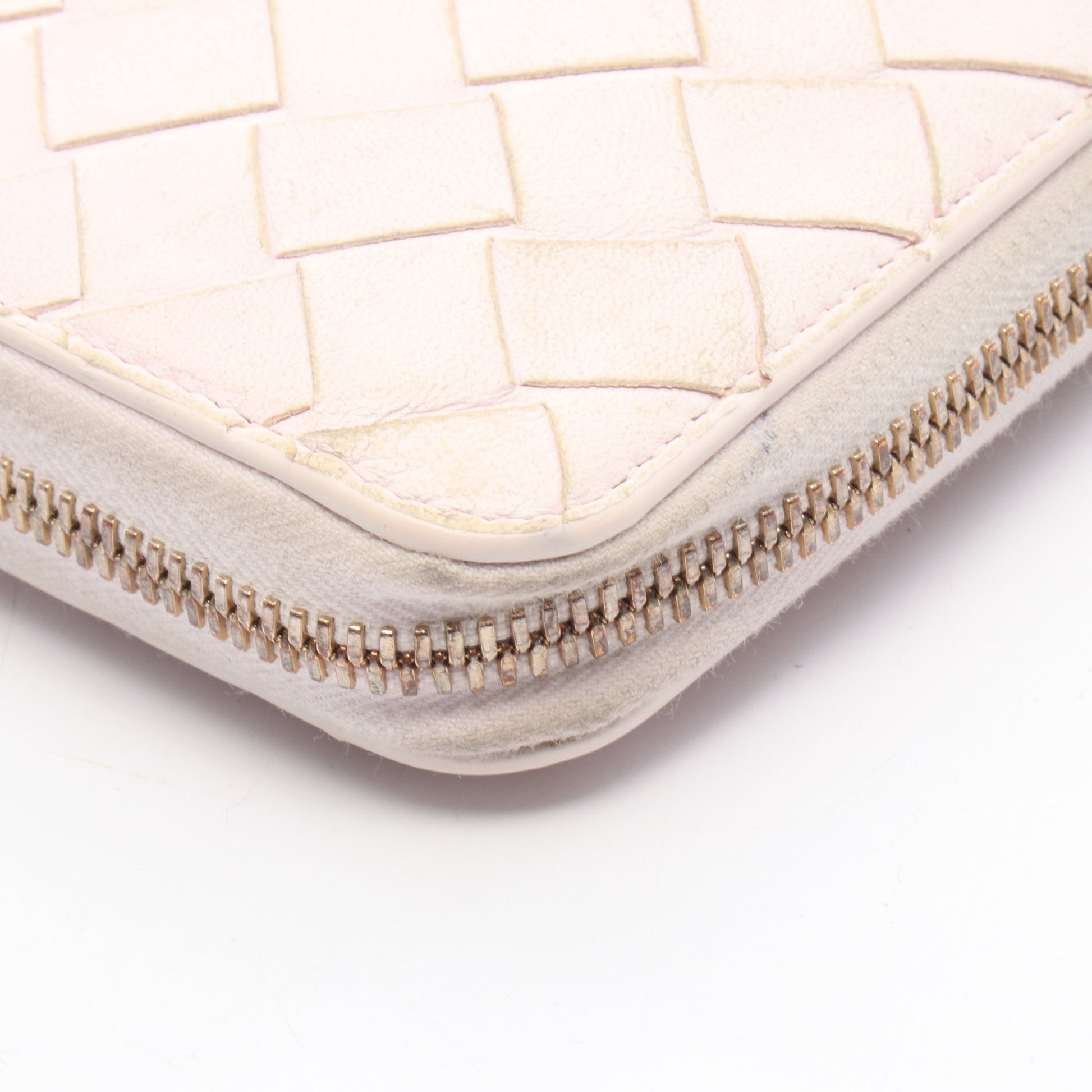 イントレチャート ラウンドファスナー長財布 レザー ライトピンク ボッテガヴェネタ 財布・小物 BOTTEGA VENETA