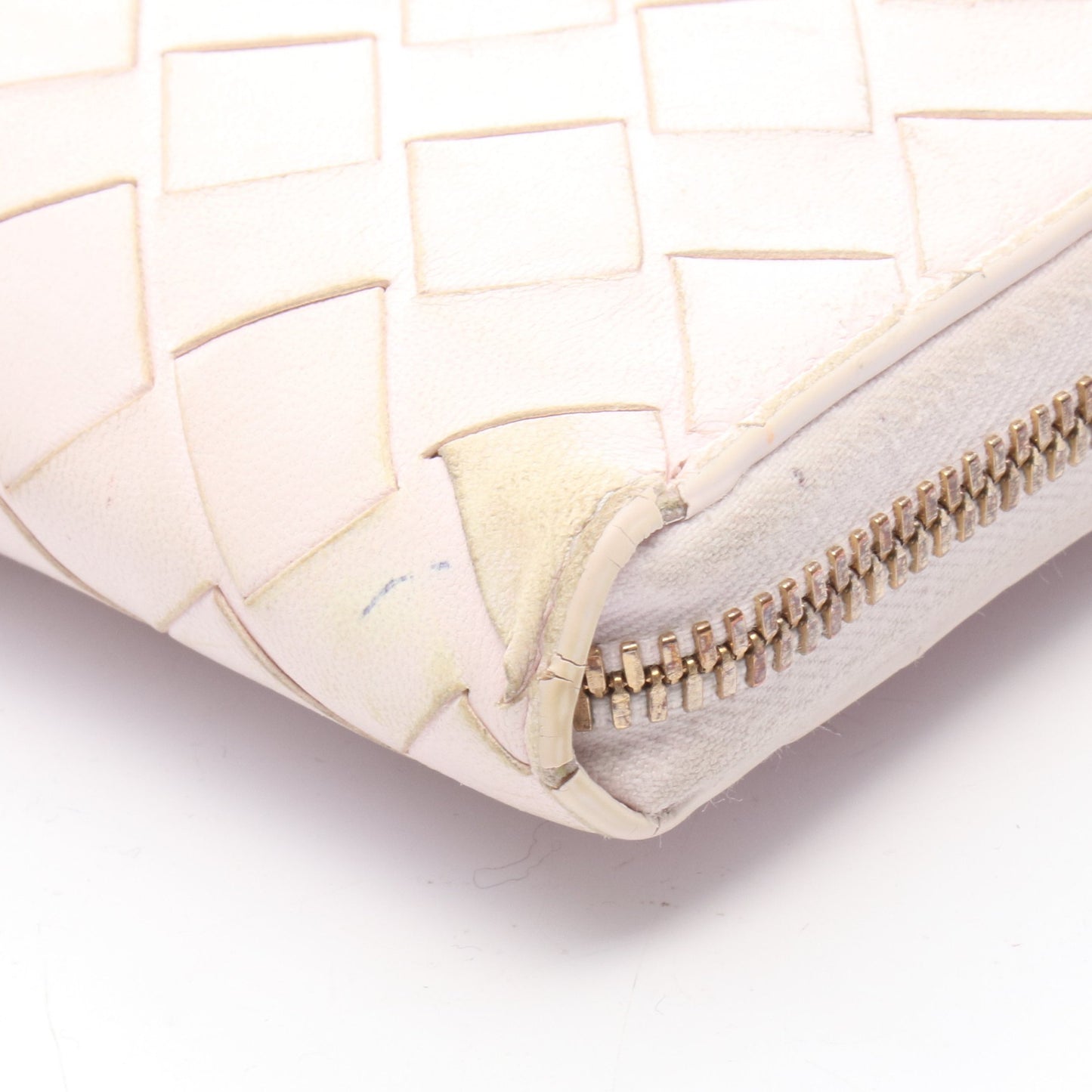 イントレチャート ラウンドファスナー長財布 レザー ライトピンク ボッテガヴェネタ 財布・小物 BOTTEGA VENETA
