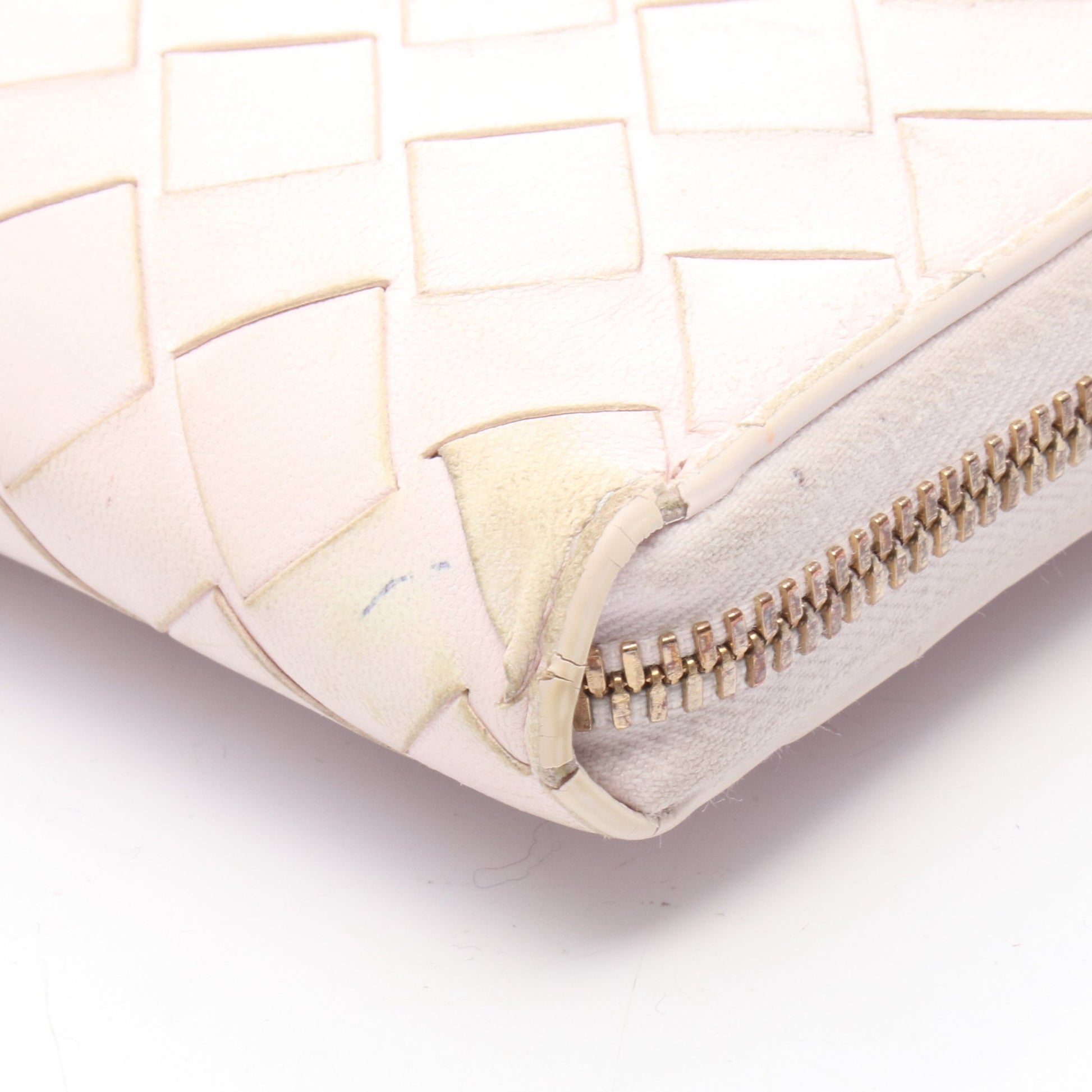 イントレチャート ラウンドファスナー長財布 レザー ライトピンク ボッテガヴェネタ 財布・小物 BOTTEGA VENETA