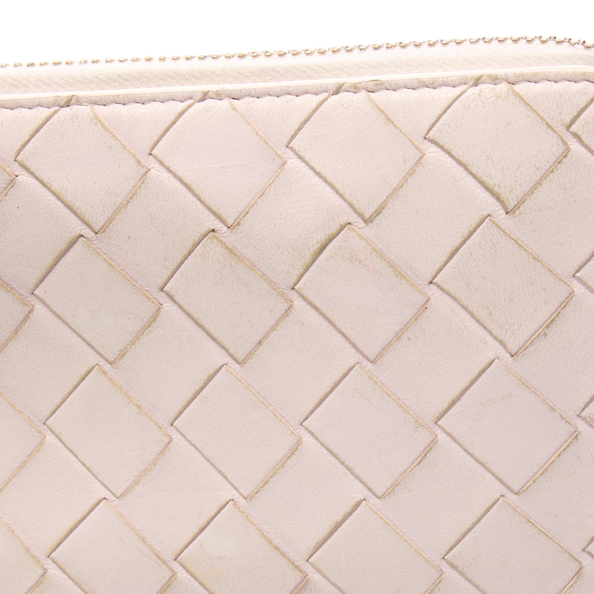 イントレチャート ラウンドファスナー長財布 レザー ライトピンク ボッテガヴェネタ 財布・小物 BOTTEGA VENETA