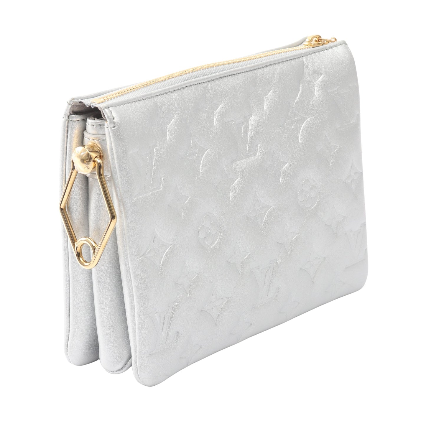 クッサンBB モノグラムエンボス チェーンショルダーバッグ レザー シルバー 2WAY ルイヴィトン バッグ LOUIS VUITTON