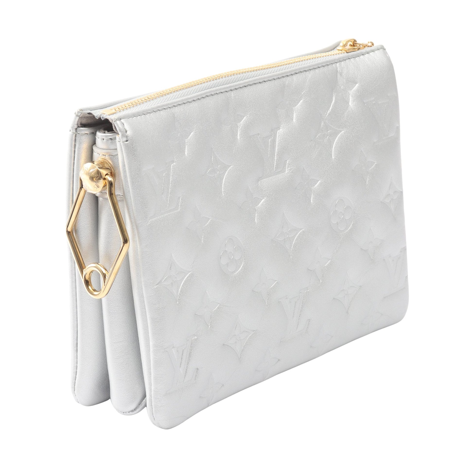 クッサンBB モノグラムエンボス チェーンショルダーバッグ レザー シルバー 2WAY ルイヴィトン バッグ LOUIS VUITTON