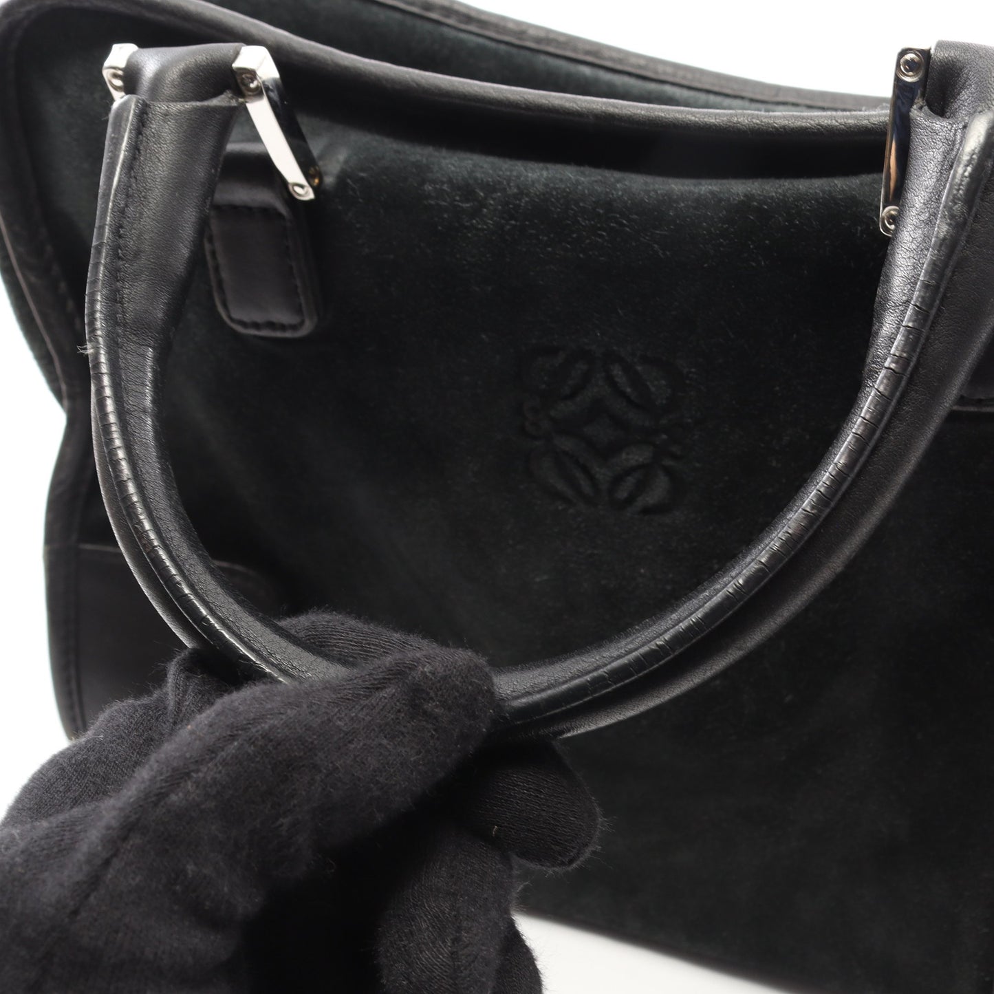 アマソナ28 ハンドバッグ スエード レザー ブラック ロエベ バッグ LOEWE