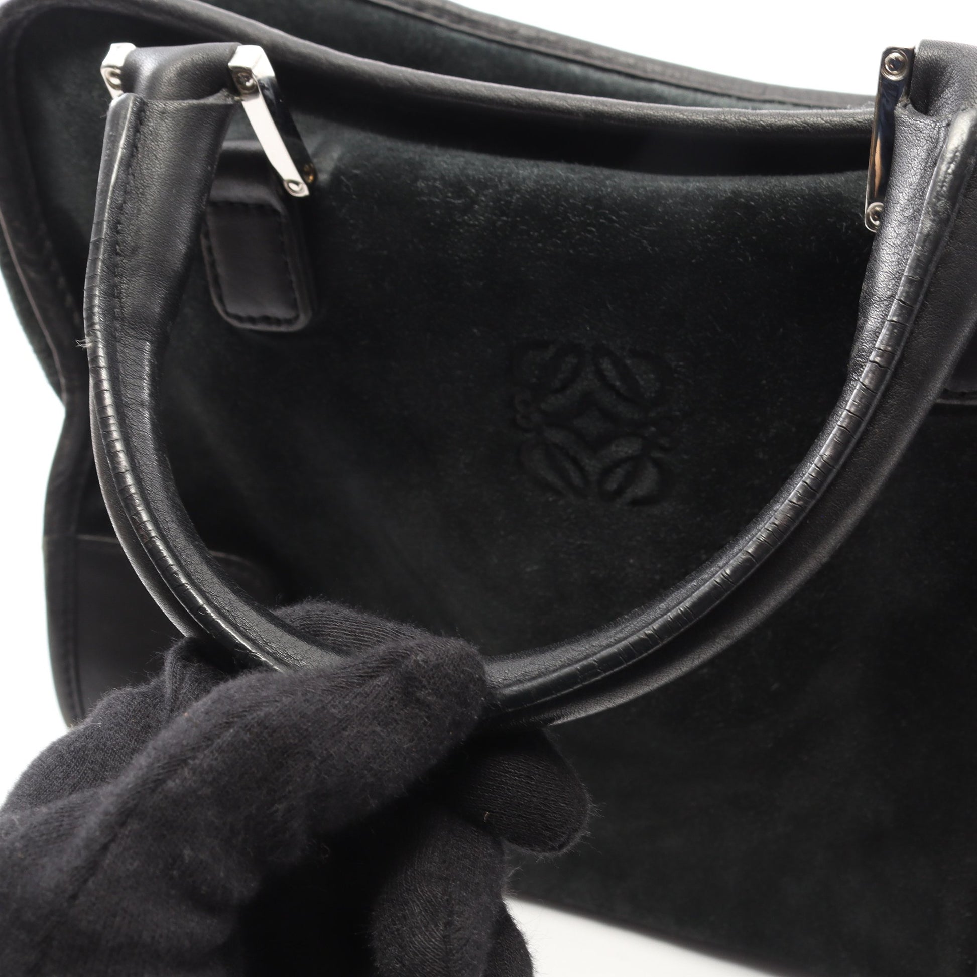 アマソナ28 ハンドバッグ スエード レザー ブラック ロエベ バッグ LOEWE