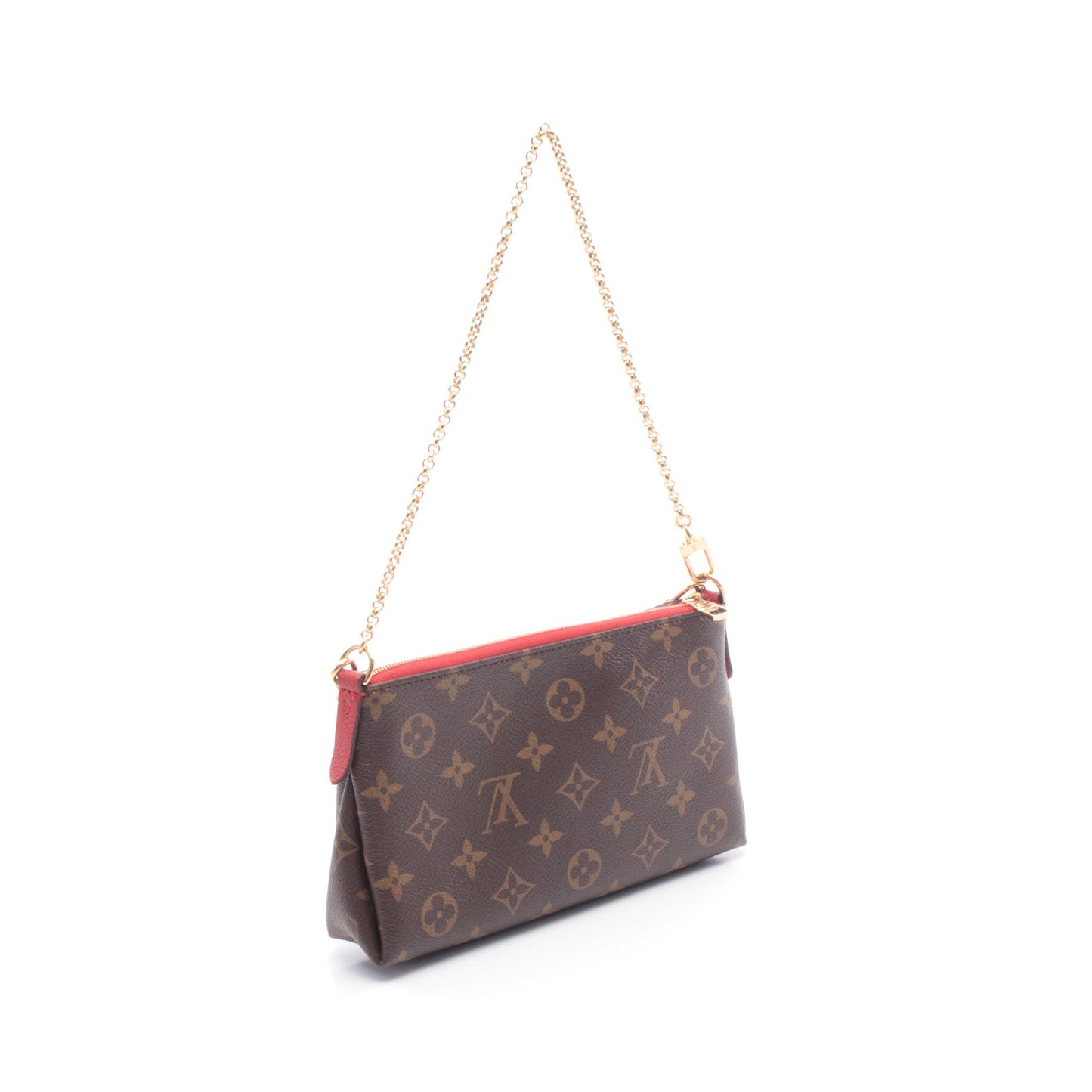 パラス クラッチ モノグラム スリーズ チェーンハンドバッグ PVC レザー ブラウン レッド 2WAY ルイヴィトン バッグ LOUIS VUITTON
