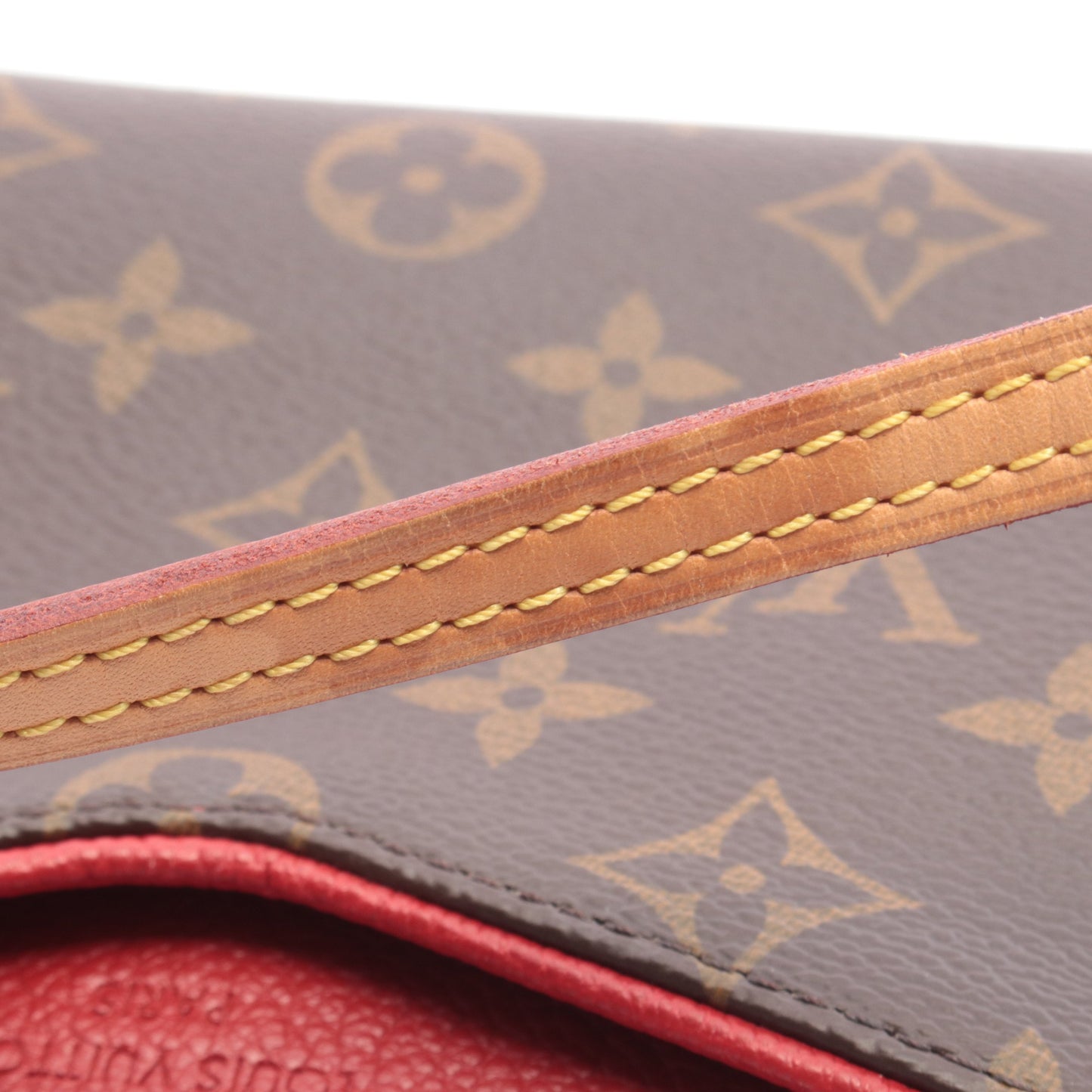 パラス クラッチ モノグラム スリーズ チェーンハンドバッグ PVC レザー ブラウン レッド 2WAY ルイヴィトン バッグ LOUIS VUITTON
