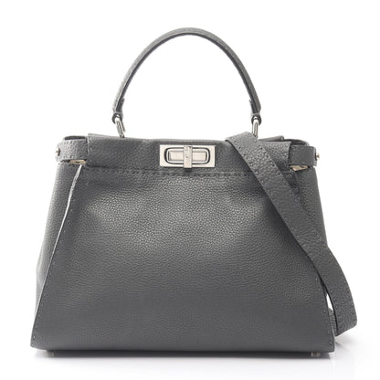 ピーカブー レギュラー ハンドバッグ レザー グレー 2WAY フェンディ バッグ FENDI