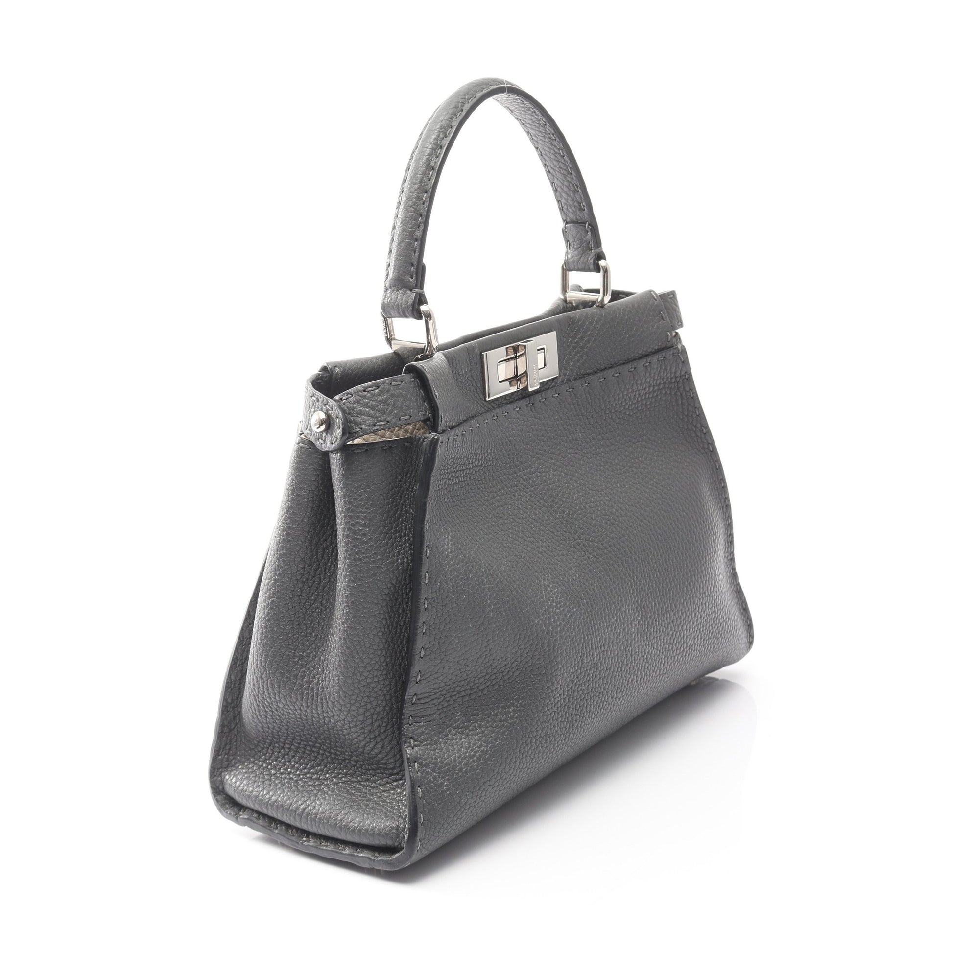 ピーカブー レギュラー ハンドバッグ レザー グレー 2WAY フェンディ バッグ FENDI